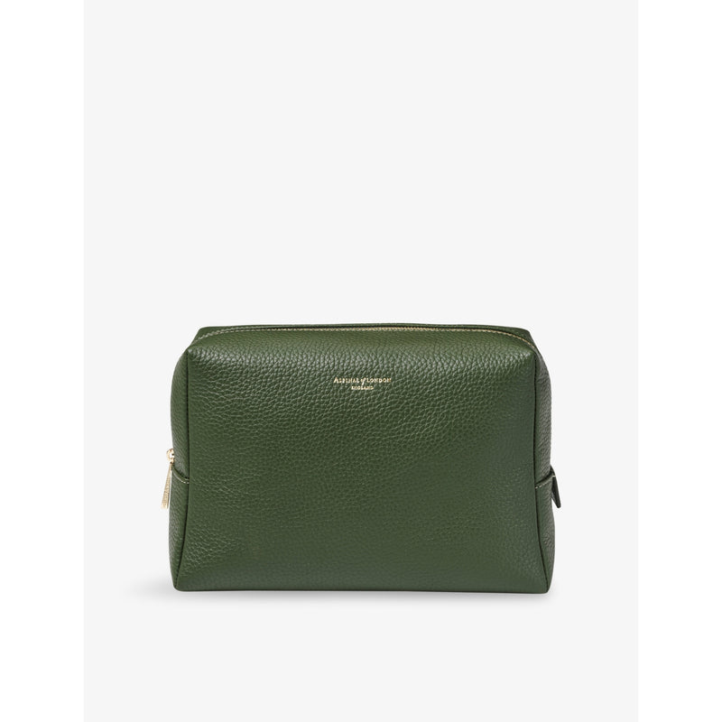 London Large Leather Cosmetic Case - RACING GREEN