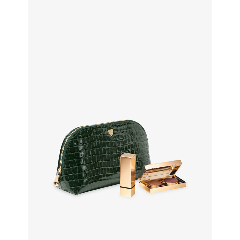 Aspinal of London crocodile emboss cosmetic case, imported from the UK
