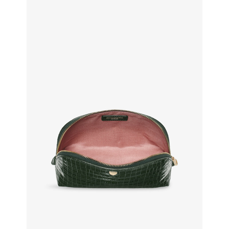 Aspinal of London crocodile emboss cosmetic case, imported from the UK