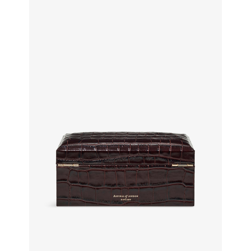 Aspinal leather watch box with four compartments and lock - British product