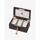 Three-Compartment Leather Watch Box - AMAZONBROWN