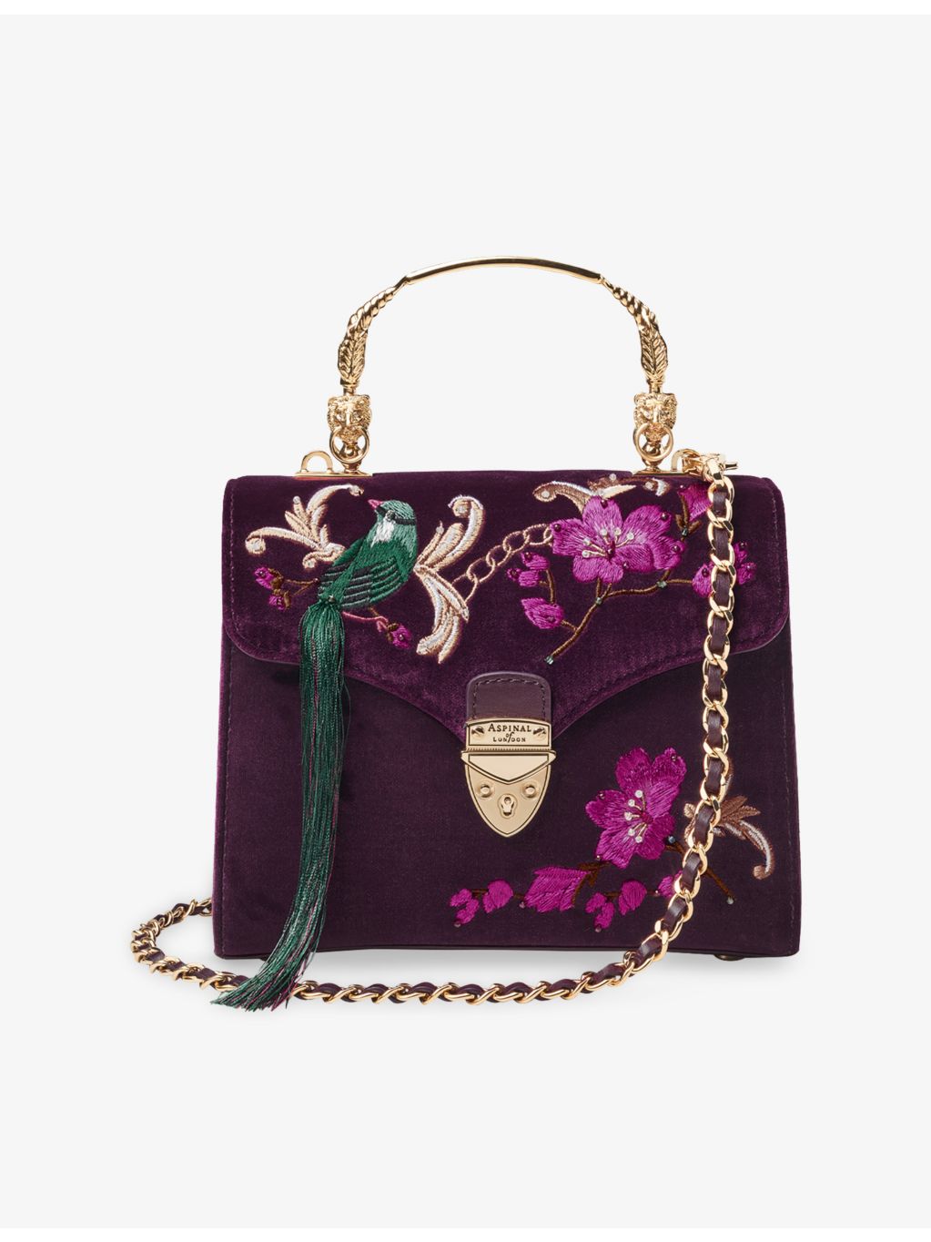 Aspinal of London Mayfair Midi flower-embroidered shoulder bag (British brand)