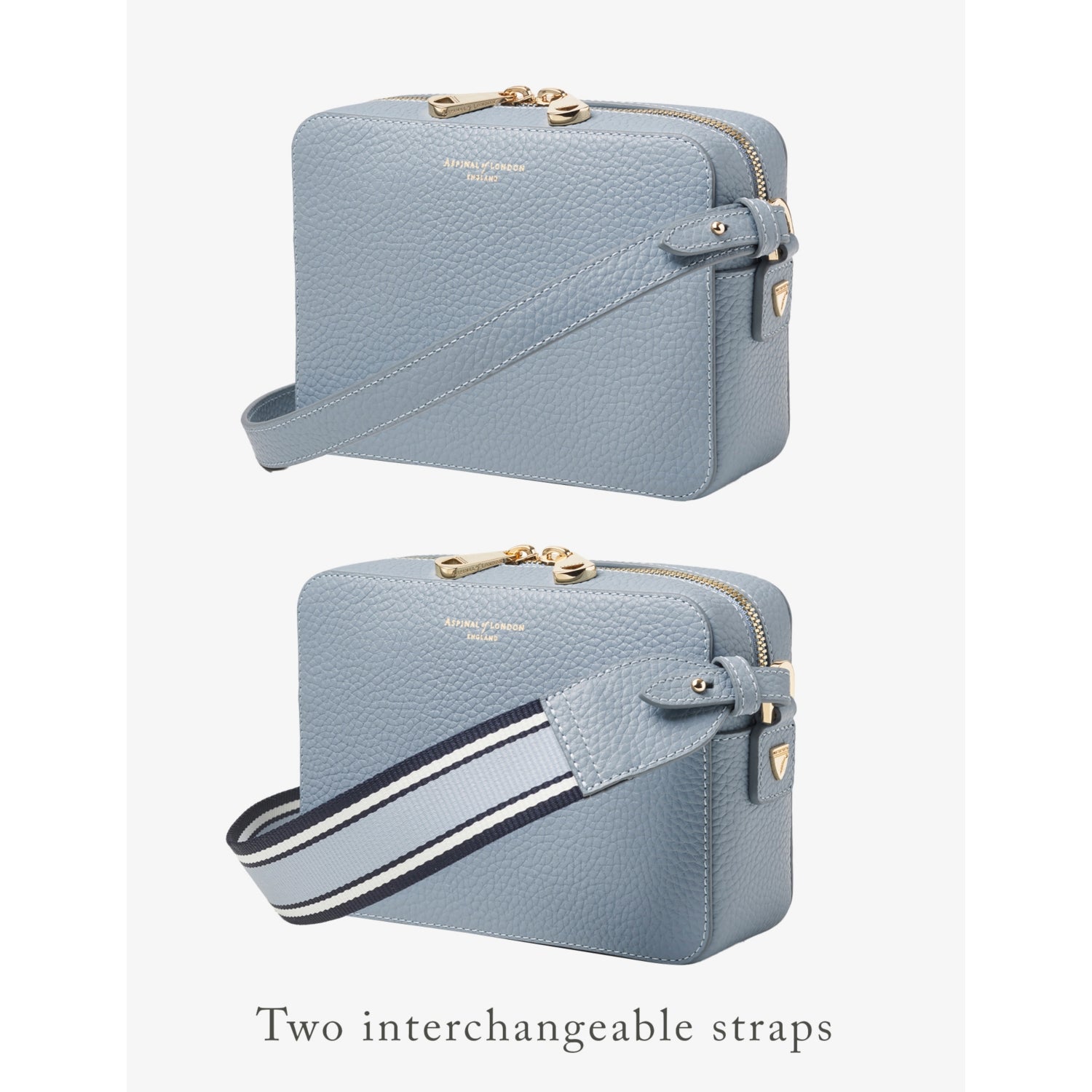 Aspinal of London camera grained leather cross-body bag (British brand)