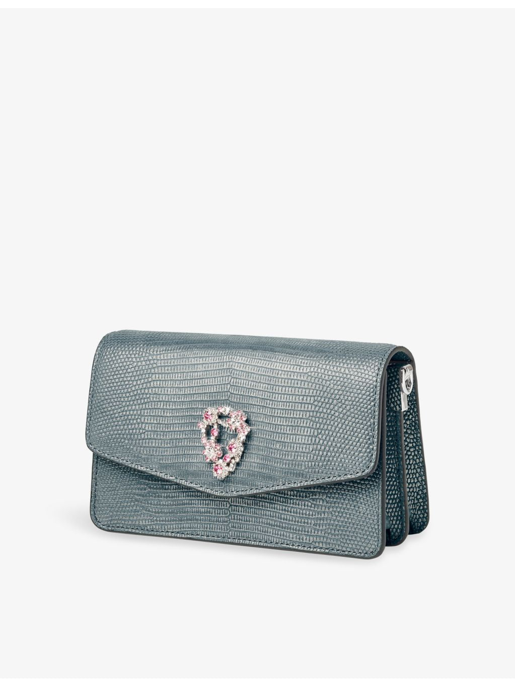 Aspinal of London lizard-embossed leather clutch bag, imported from the UK