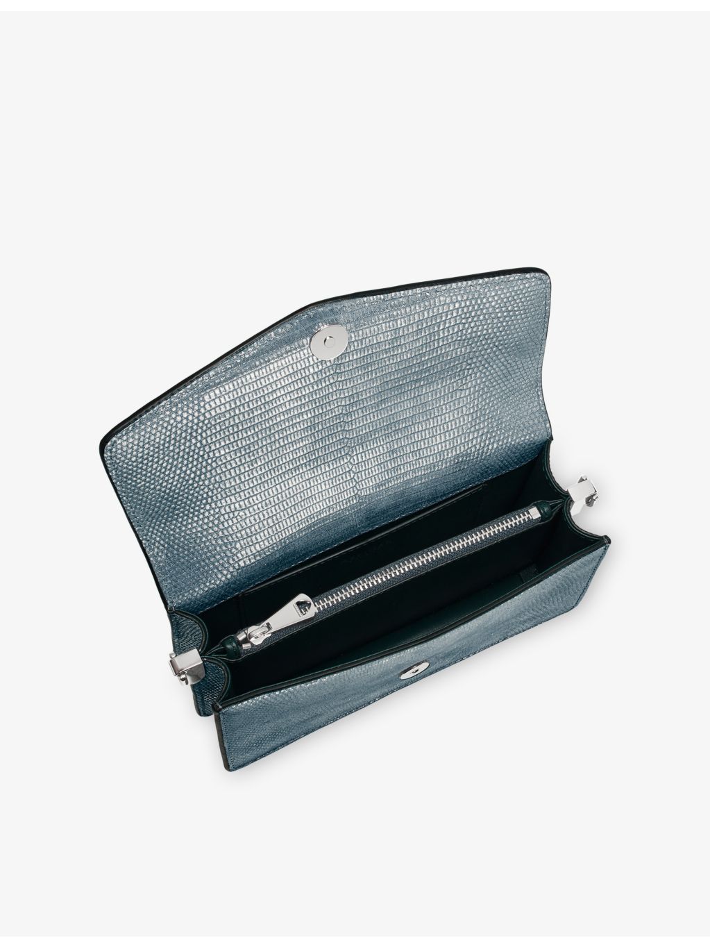 Aspinal of London lizard-embossed leather clutch bag, imported from the UK
