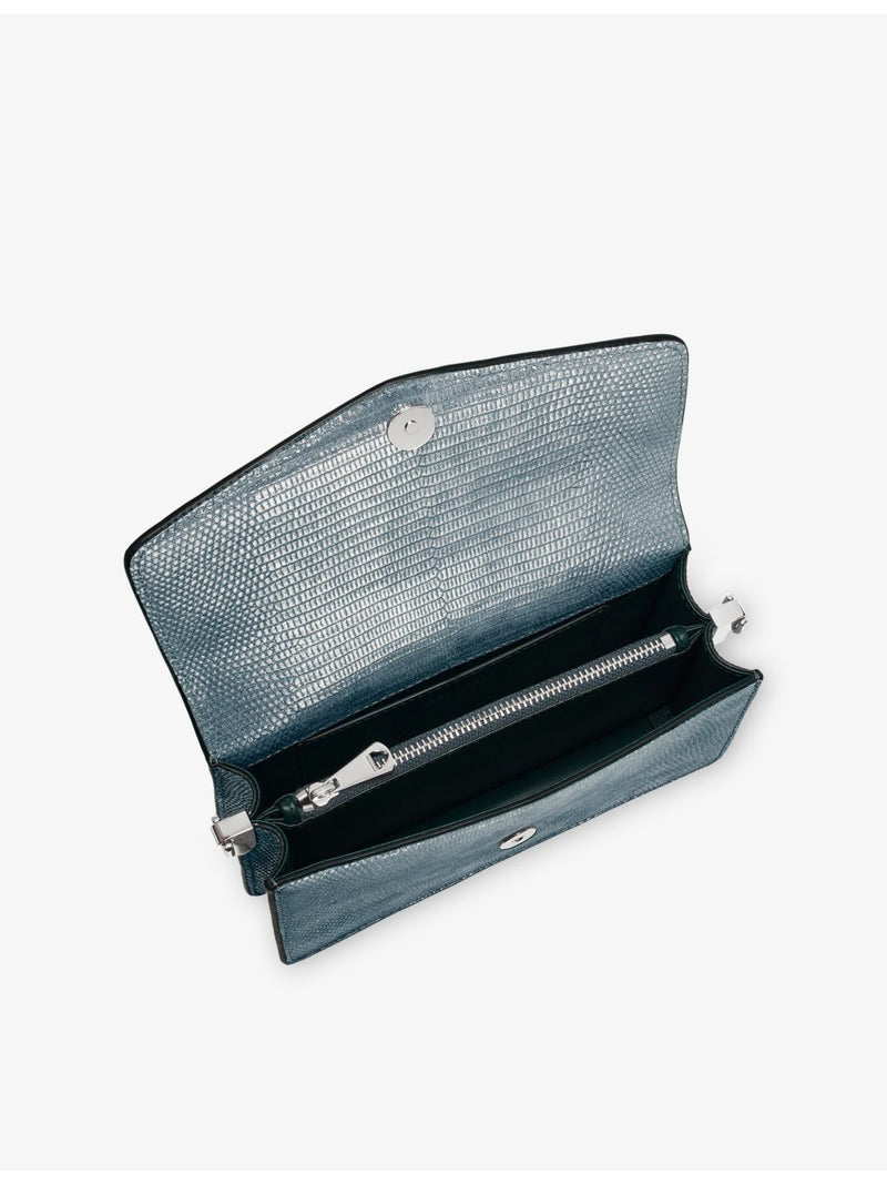 Aspinal of London lizard-embossed leather clutch bag, imported from the UK