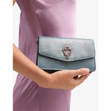 Aspinal of London lizard-embossed leather clutch bag, imported from the UK