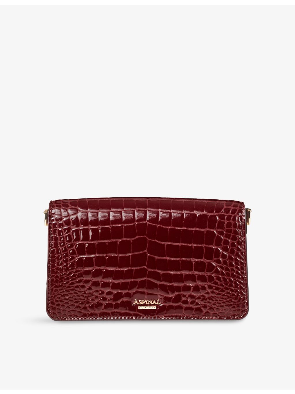 Aspinal of London Eliza crocodile-embossed patent leather clutch bag, British brand