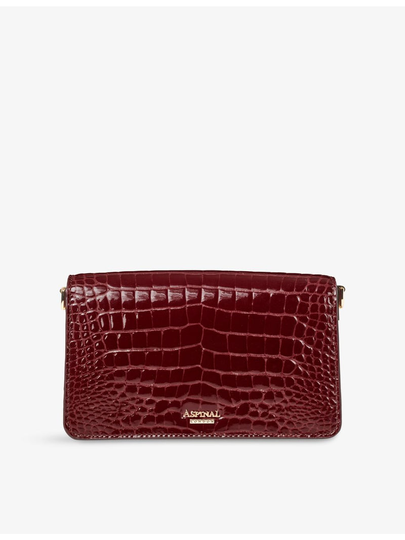 Aspinal of London Eliza crocodile-embossed patent leather clutch bag, British brand