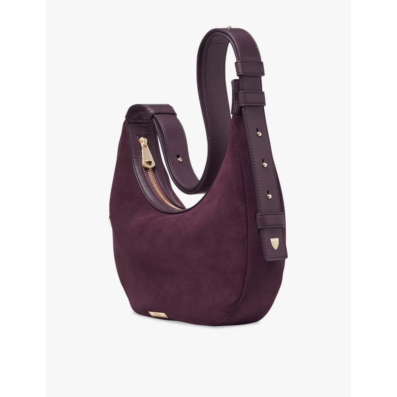 Aspinal of London Soho Small Crescent suede shoulder bag, UK version