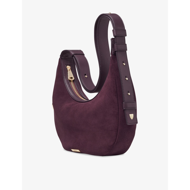 Aspinal of London Soho Small Crescent suede shoulder bag, UK version