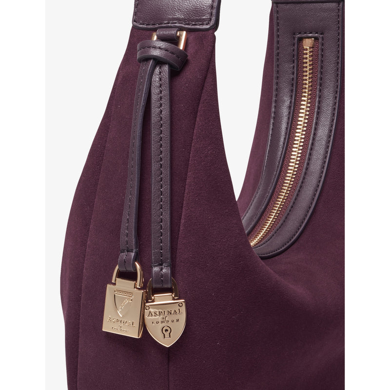 Aspinal of London Soho Small Crescent suede shoulder bag, UK version