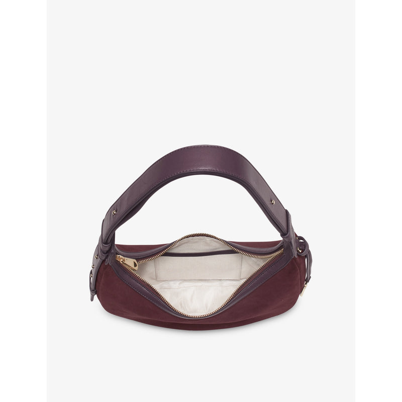 Aspinal of London Soho Small Crescent suede shoulder bag, UK version