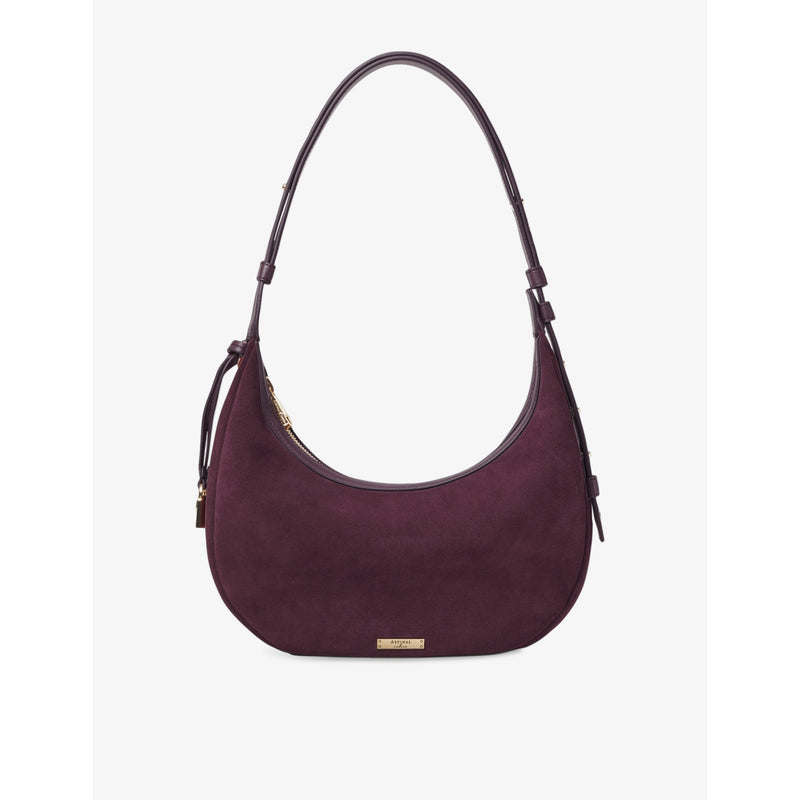 Aspinal of London Soho Small Crescent suede shoulder bag, UK version