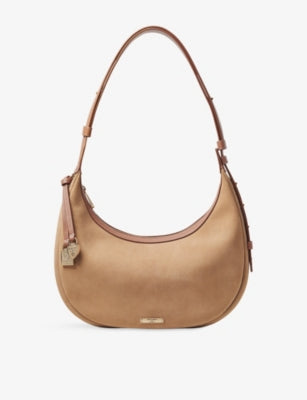 Aspinal of London Soho Small Crescent Suede Shoulder Bag