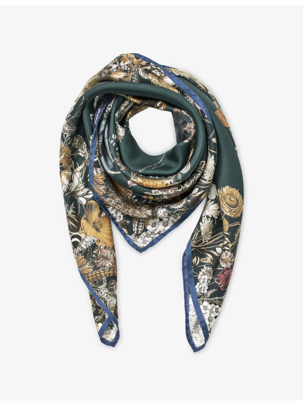 Aspinal of London ombre floral print silk scarf 90cm (British brand)