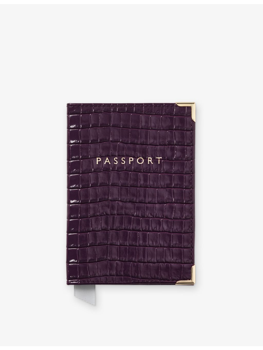 Aspinal of London croc-embossed leather passport cover, UK version