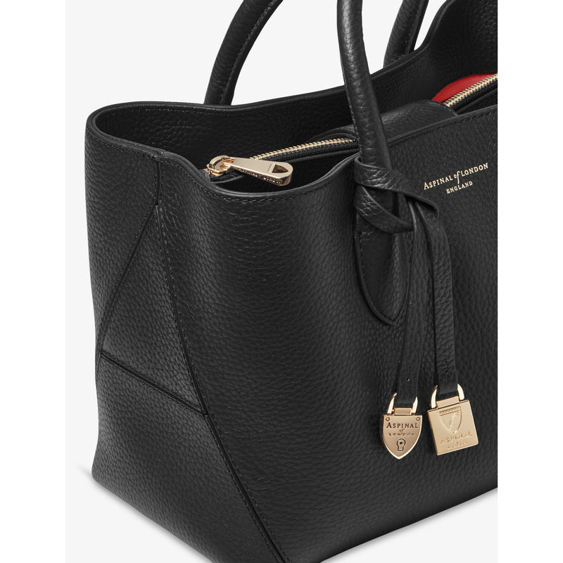 Aspinal of London Midi leather tote bag with top handles (British brand)