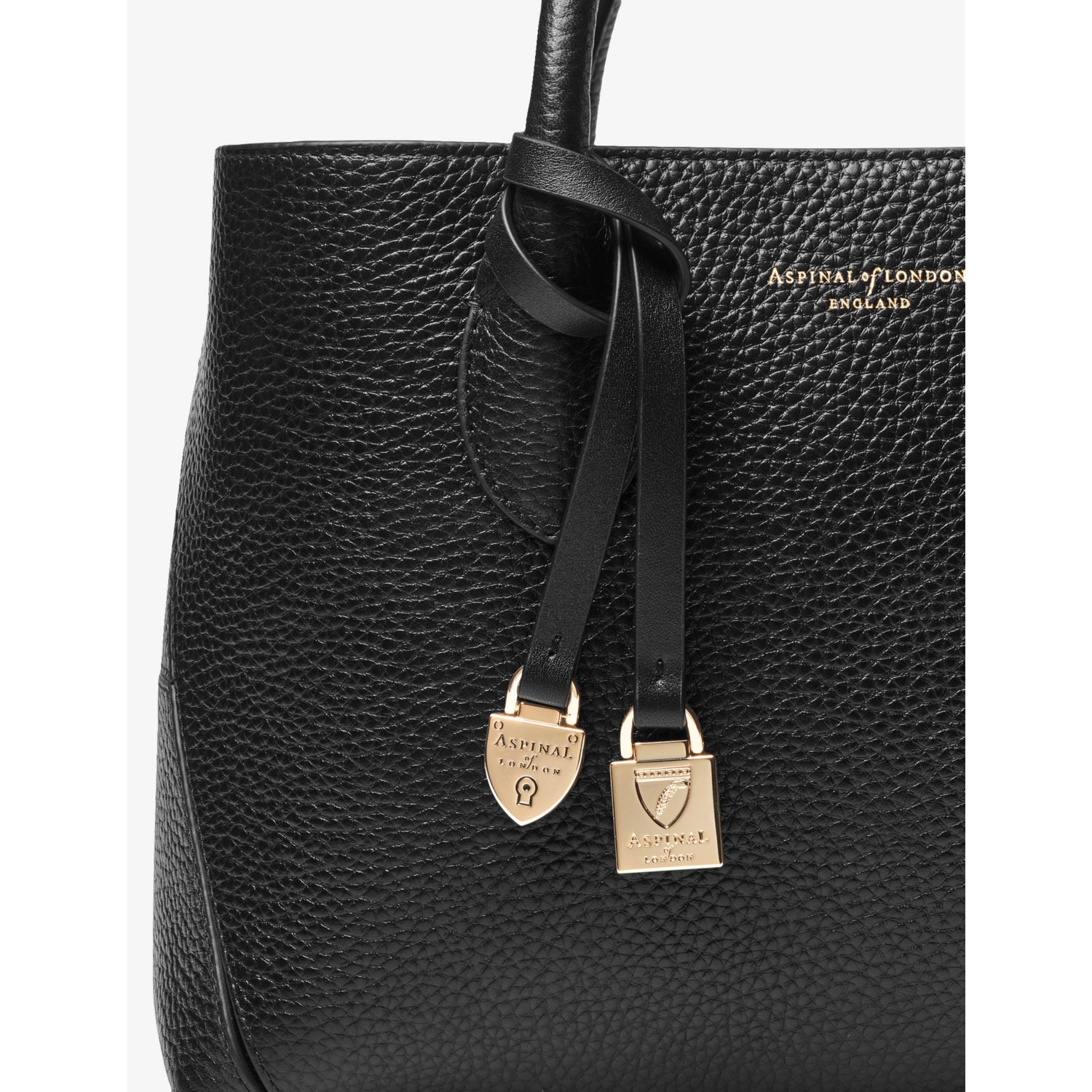 Aspinal of London Midi leather tote bag with top handles (British brand)