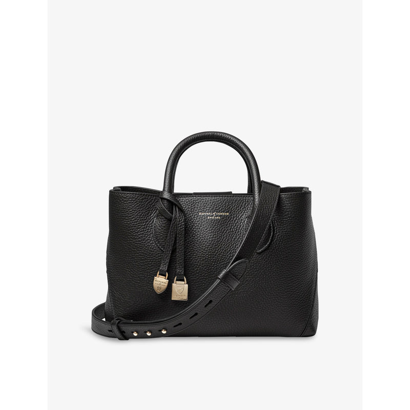 Aspinal of London Midi leather tote bag with top handles (British brand)