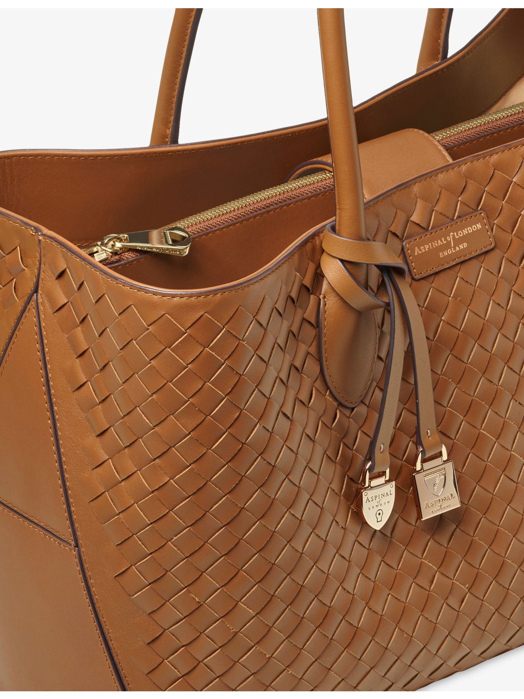 Aspinal of London woven leather tote bag (British brand)