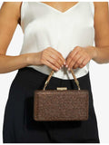 Dune metallic woven clutch bag with detachable chain strap, UK version