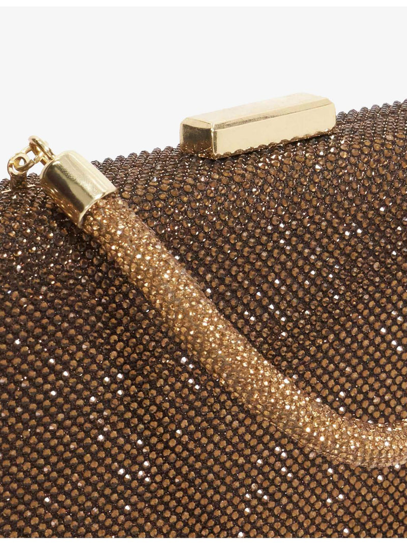 Dune metallic woven clutch bag with detachable chain strap, UK version