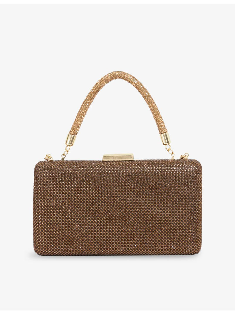 Dune metallic woven clutch bag with detachable chain strap, UK version