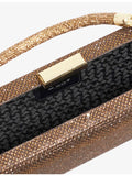 Dune metallic woven clutch bag with detachable chain strap, UK version