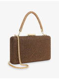 Dune metallic woven clutch bag with detachable chain strap, UK version