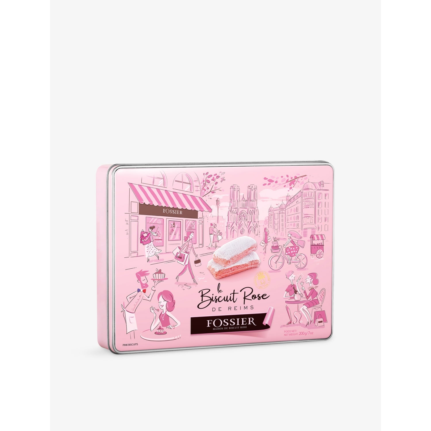 Maison Fossier rose de Reims raspberry biscuit tin 200g - British product