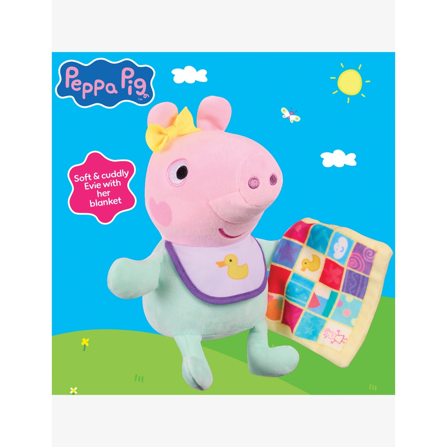 Peppa Pig Evie soft toy 23cm with blanket, UK version