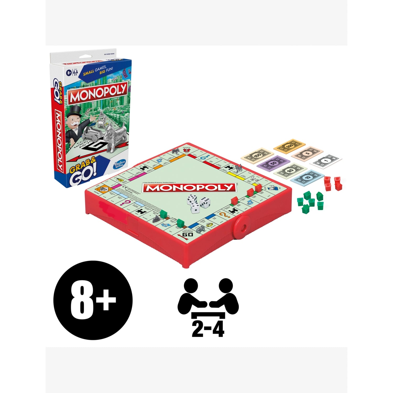 Hasbro Monopoly Grab and Go board game, UK version