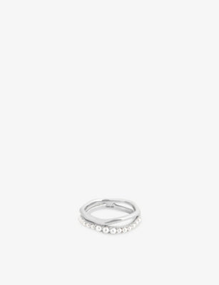 Astrid & Miyu Molten Illusion Rhodium-Plated Sterling-Silver and Pearl Ring