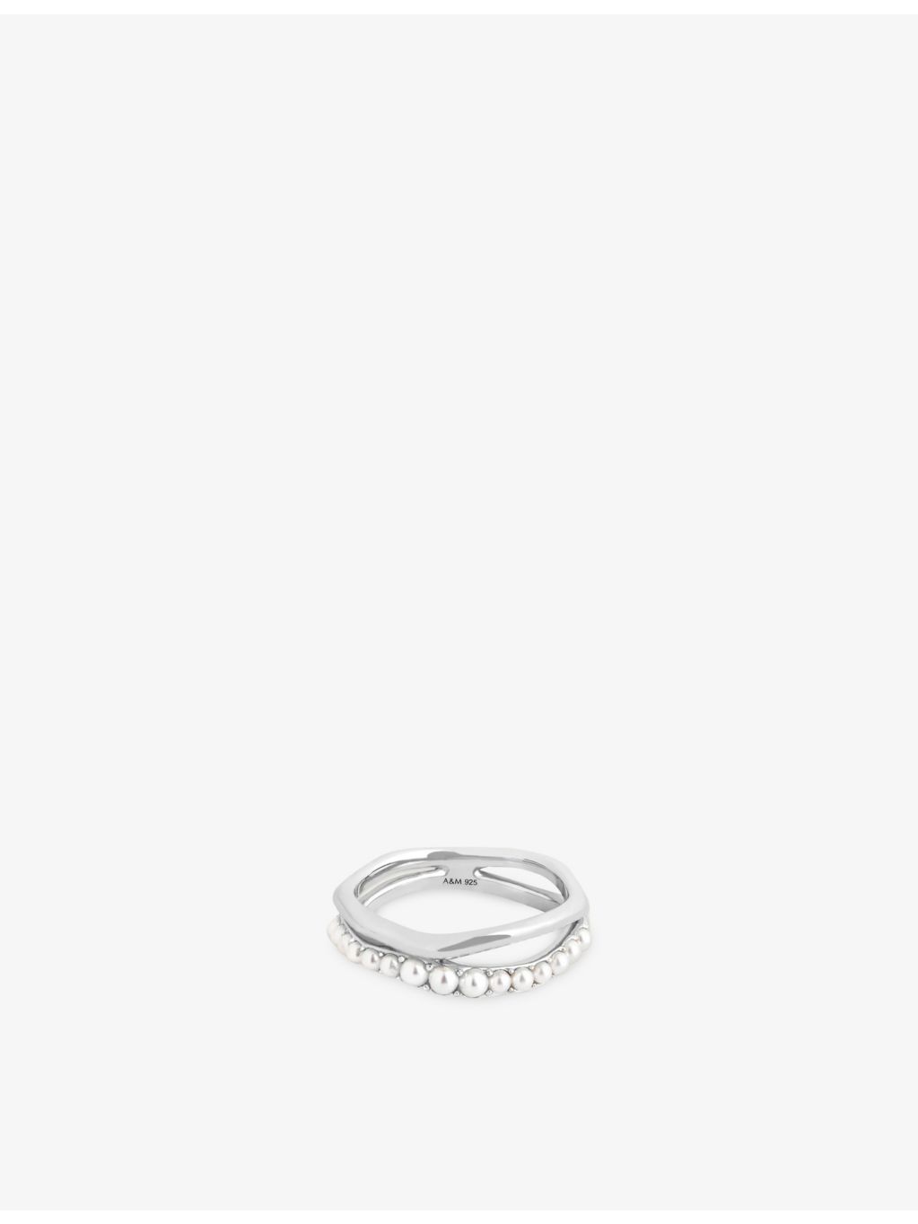 Astrid & Miyu rhodium-plated sterling silver pearl ring, UK version