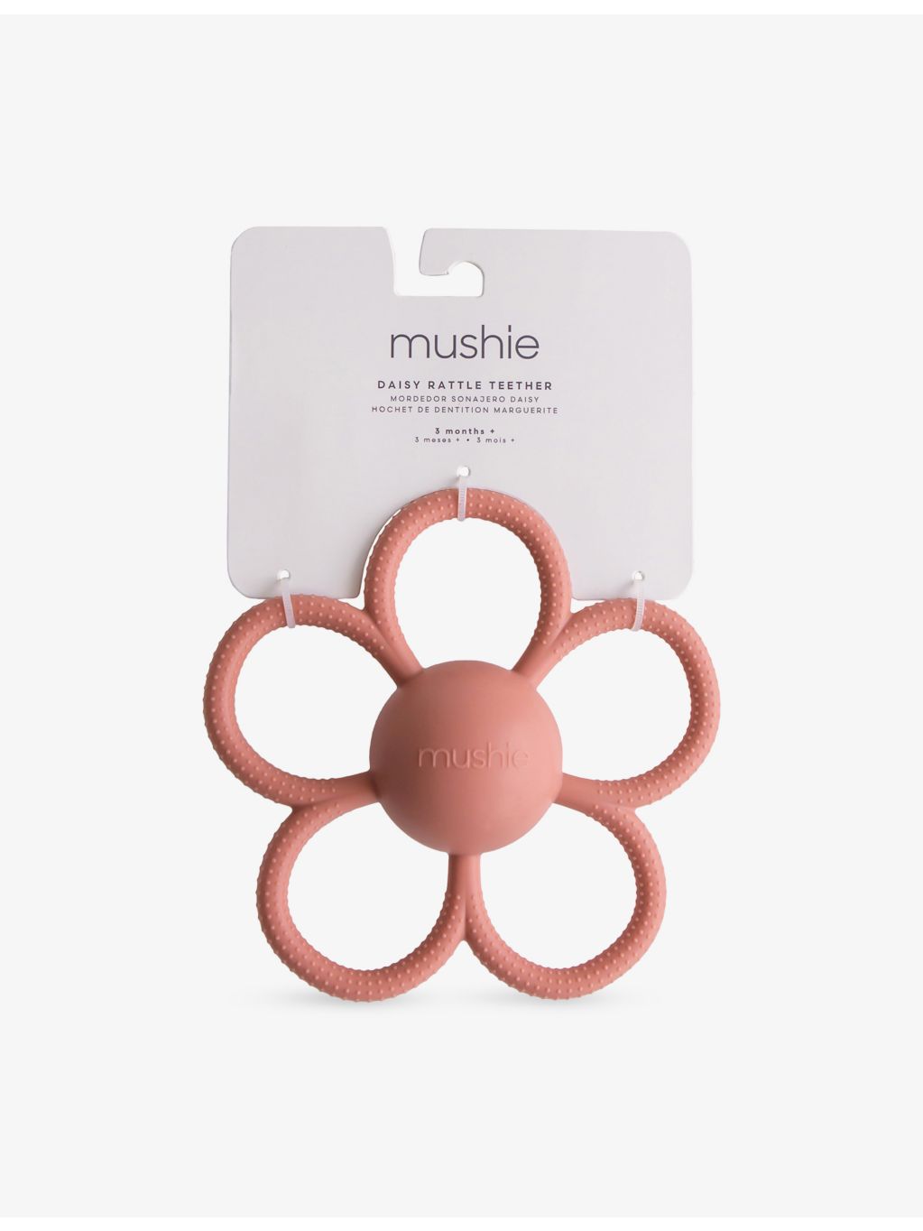 Mushie and Frigg Daisy silicone rattle teether 15cm - British product