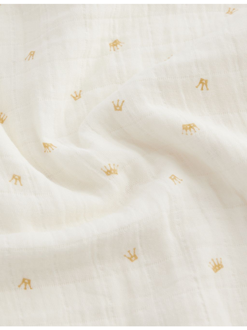 Mushie muslin swaddle blanket crown print 119cm square - British product