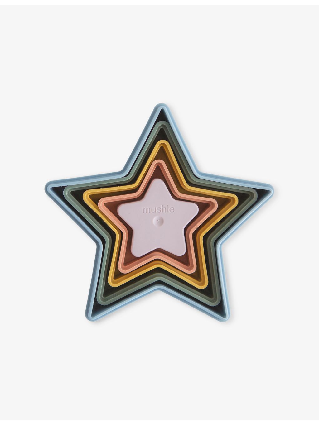 Mushie multicolour plastic nesting star toy, imported from the UK