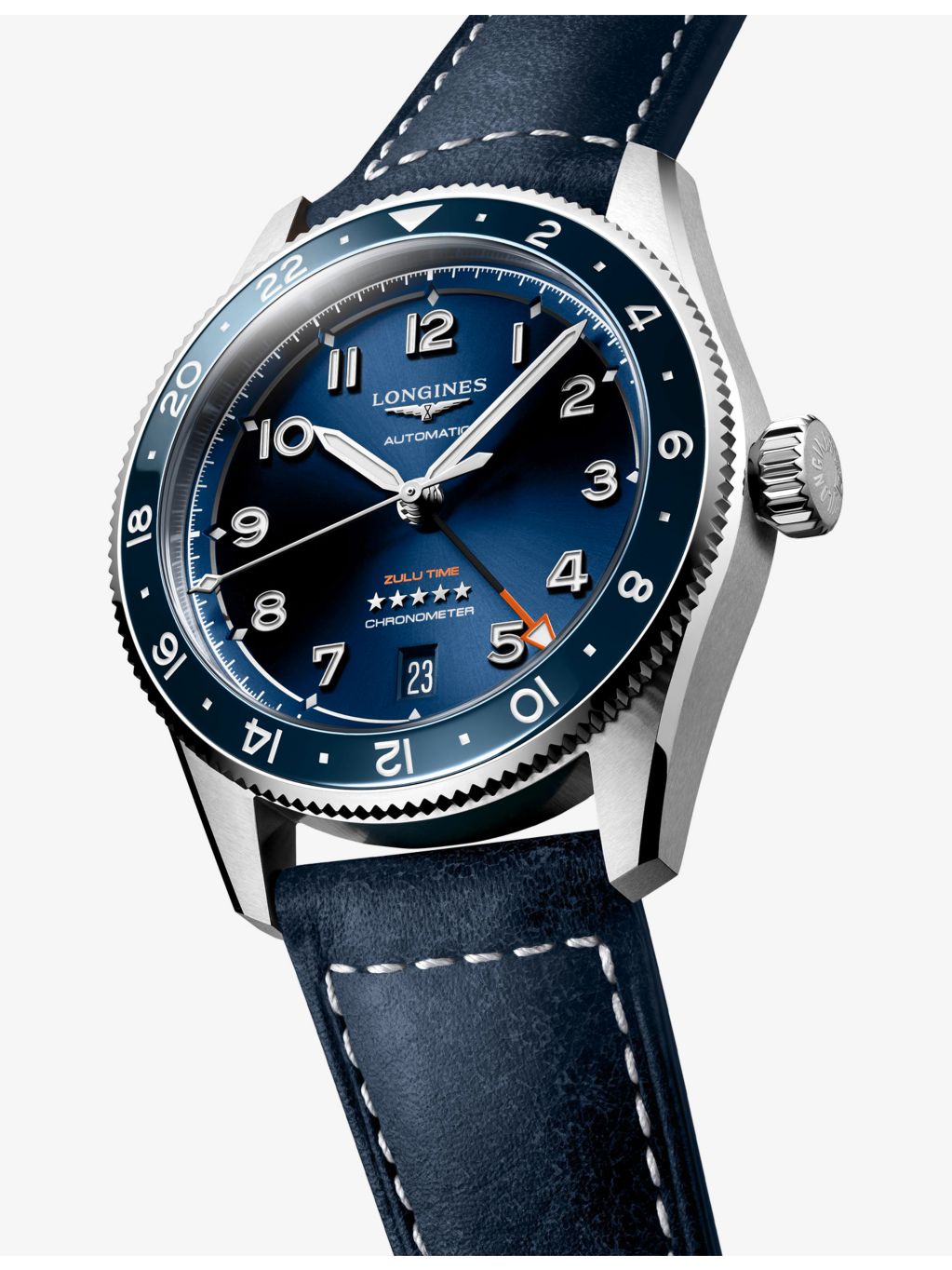 Longines Spirit Zulu Time automatic watch stainless steel ceramic bezel (British brand)