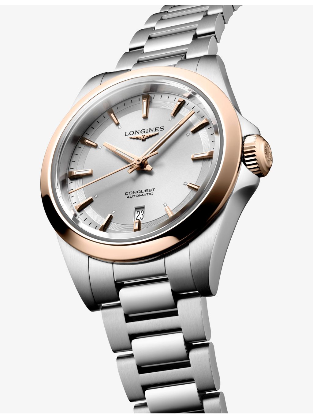 Longines Conquest automatic watch 30mm rose gold cap (British brand)