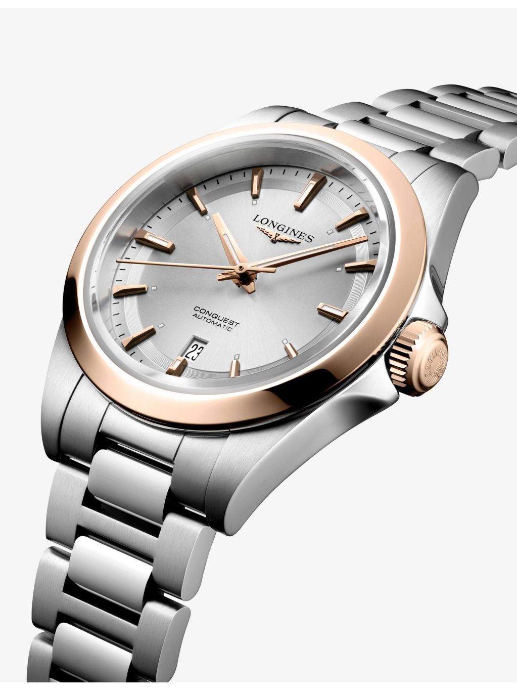 Longines Conquest automatic watch 30mm rose gold cap (British brand)