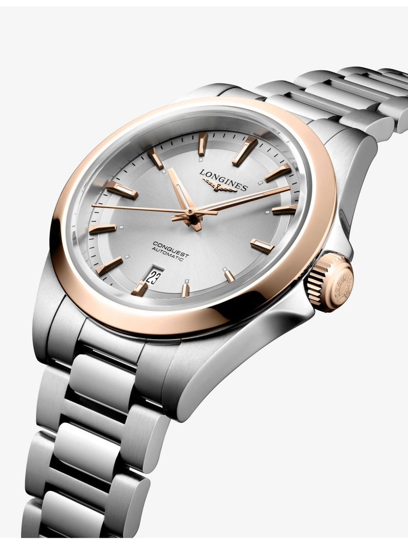 Longines Conquest automatic watch 30mm rose gold cap (British brand)