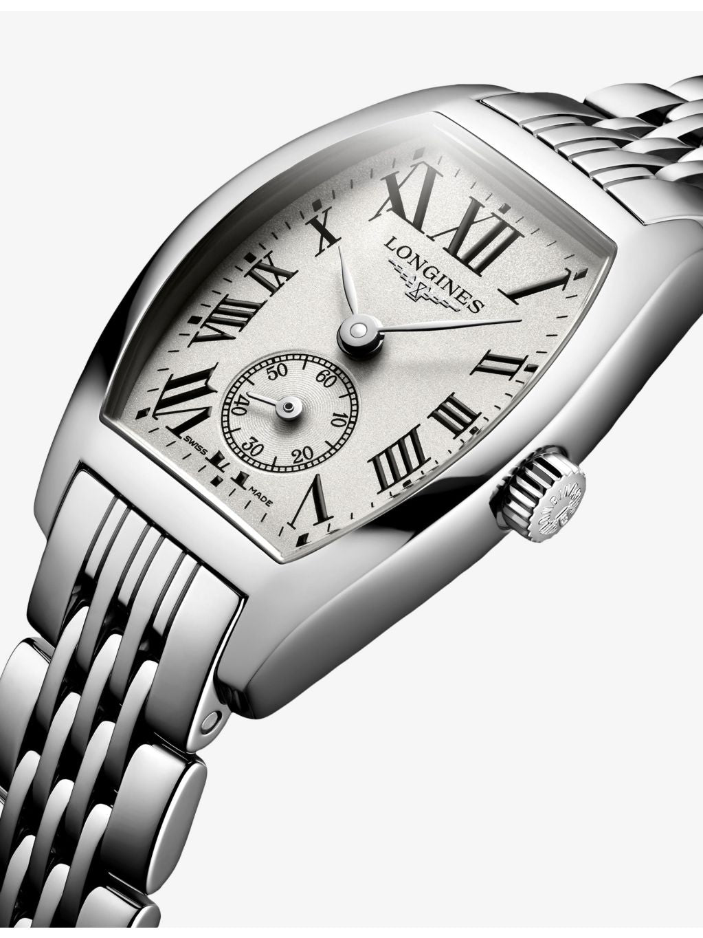 Longines stainless steel quartz watch Evidenza Tonneau - British product