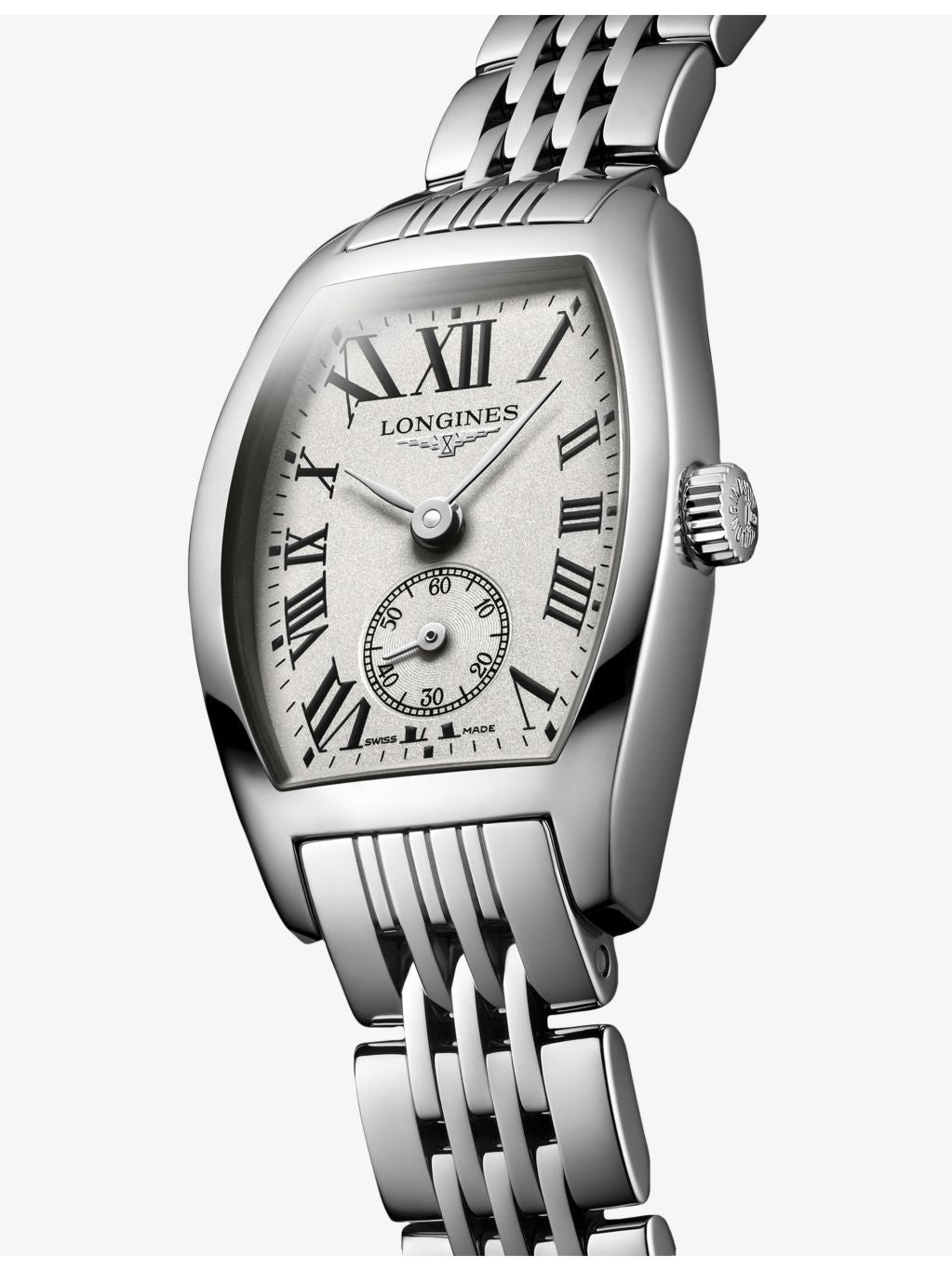 Longines stainless steel quartz watch Evidenza Tonneau - British product