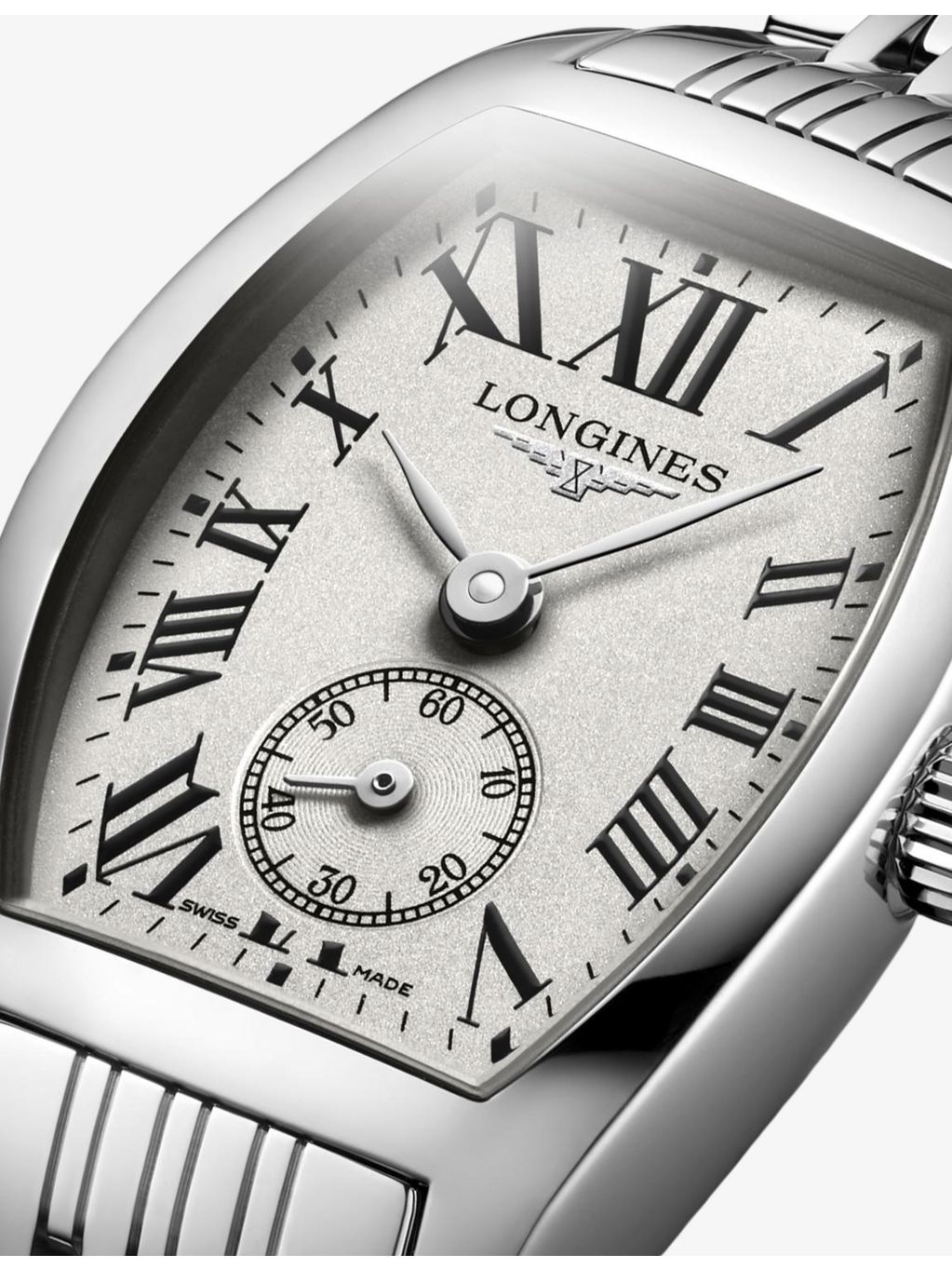 Longines stainless steel quartz watch Evidenza Tonneau - British product