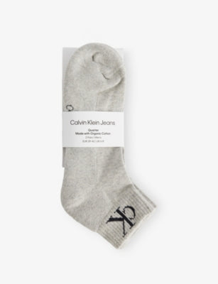 Calvin Klein Monogram Stretch-Cotton Quarter Socks Pack of Two