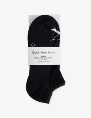 Calvin Klein monogram stretch-cotton trainer socks pack of two (British brand)