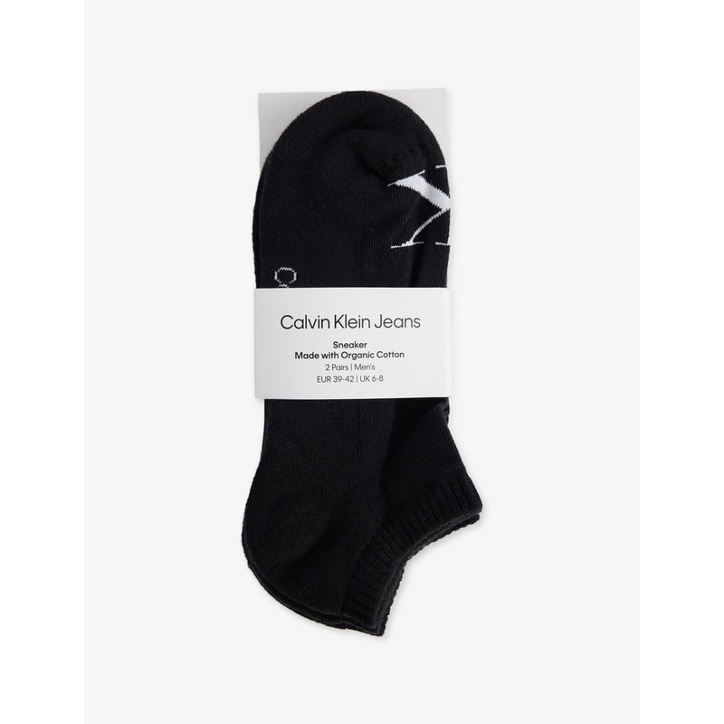 Monogram Stretch-Cotton Trainer Socks Pack of Two - BLACK - 5.5-8