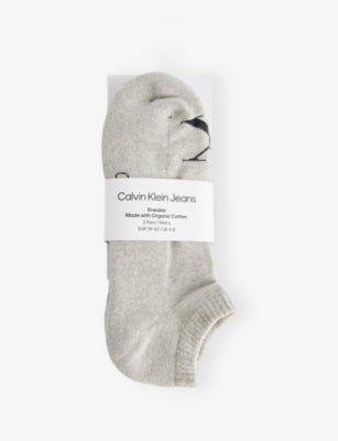 Calvin Klein Monogram Stretch-Cotton Trainer Socks Pack of Two