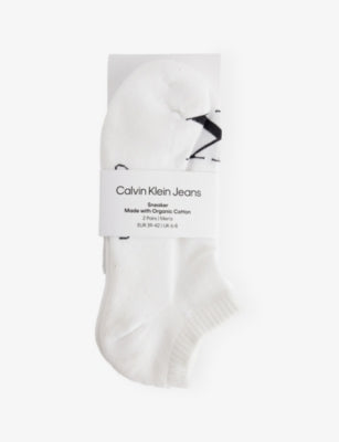 Calvin Klein monogram stretch-cotton trainer socks pack of two (British brand)
